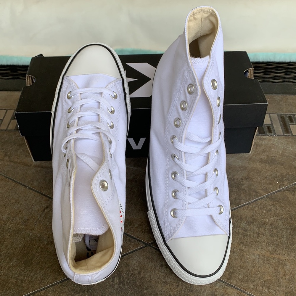CONVERSE CTAS HI WHITE/WHITE/BLACK MENS - Picture 9 of 16